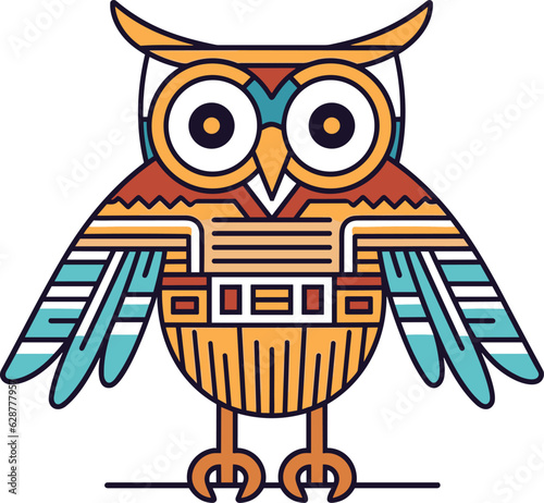 Egyptian owl with decorative elements vector illustration