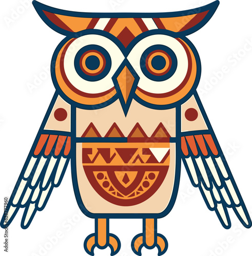 Egyptian owl with decorative elements vector illustration