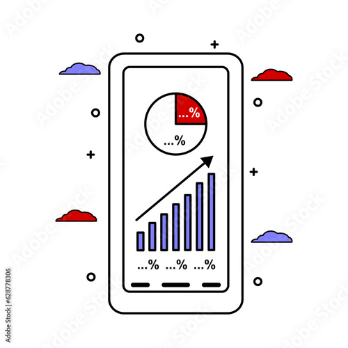 Android screen vector design displaying analytical data and presenting them