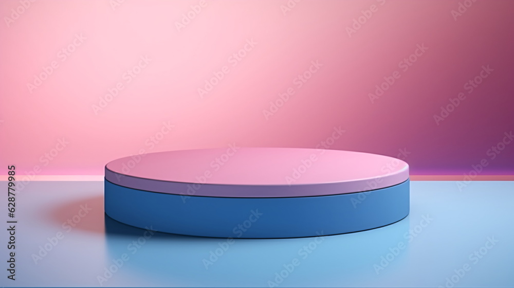 3d background products display blue and pink podium. stand to show cosmetic product on podium 3d. Stage showcase on pedestal display blue and pink background studio. Generative ai 3d background products display blue and pink podium. stand to show cosmetic product on podium 3d. Stage showcase on pedestal display blue and pink background studio. Generative ai