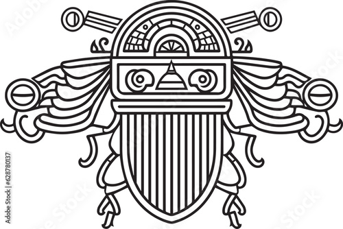 Egyptian scarab beetle with decorative elements vector illustration