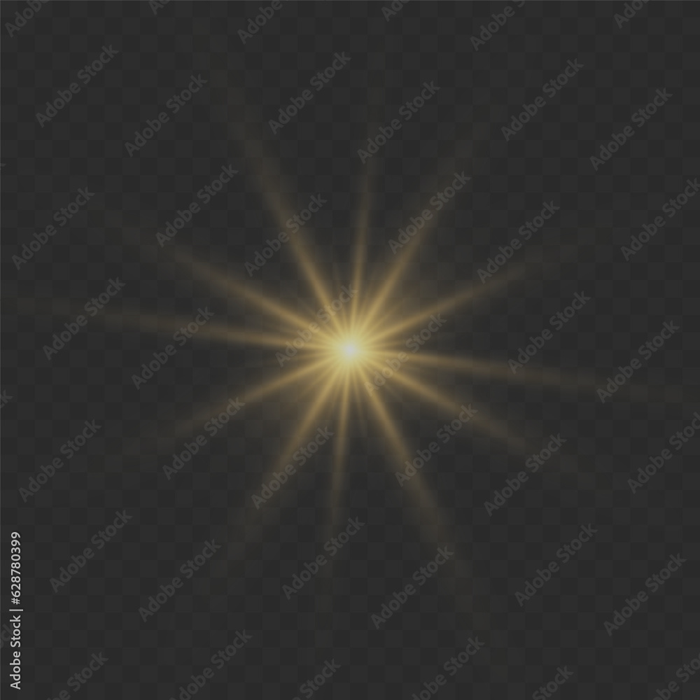 Sun flare with beams and spotlights. Sunlight special lens flare light effect. On a transparent background. Sun flare with beams and spotlights. Sunlight special lens flare light effect. On a transparent background.