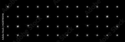 Glow effect, stars glitter on a black background. Vector illustration