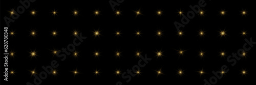 Glowing light explodes on a black background. Shiny magical dust particles. Bright Star. Transparent shining sun, bright flash. Vector sequins.