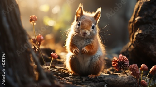 Squirrel and red heart. © 121icons