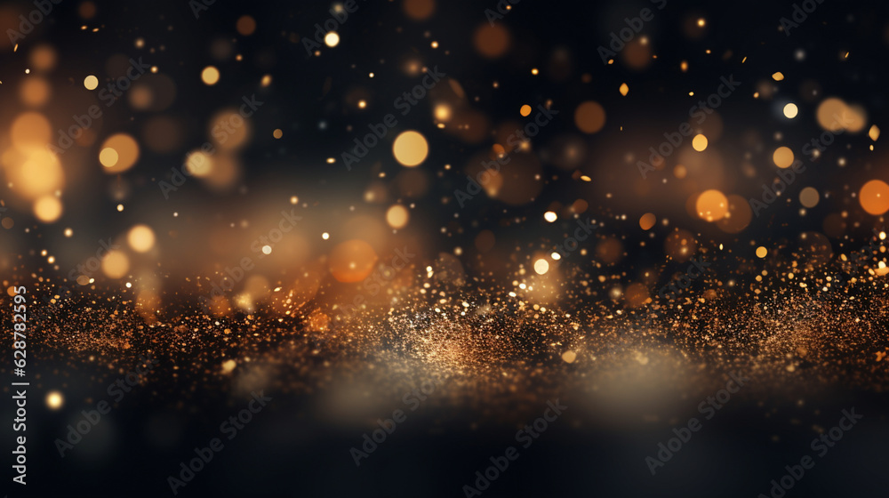 Naklejka premium Abstract colorful glittering effect defocused design on dark background, shiny elegance fantasy bright color contrast with black concept