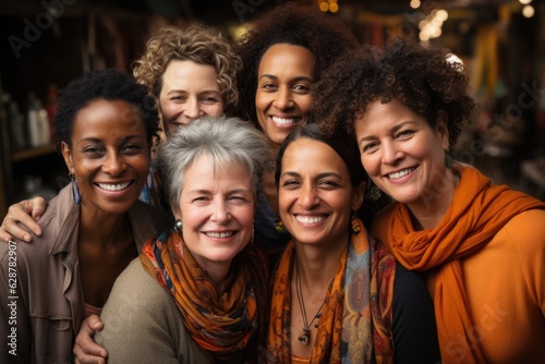 Generative AI - Embracing Diversity: Optimistic and Happy Women Standing in Unity, Celebrating Multicultural Sisterhood © Ezio Gutzemberg