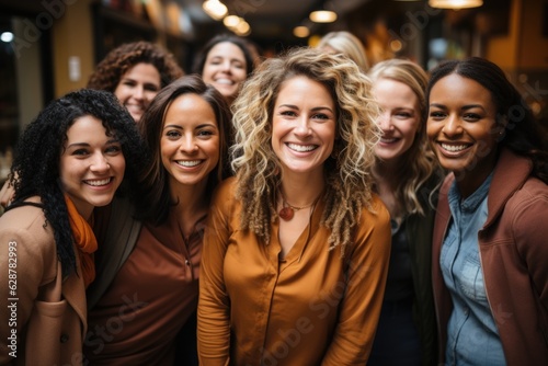 Generative AI - Embracing Diversity: Optimistic and Happy Women Standing in Unity, Celebrating Multicultural Sisterhood