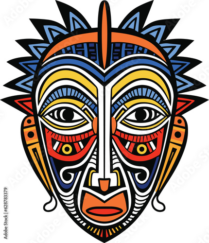 tribal mask vector illustration on isolated background, tribal masks for t-shirt design, sticker and wall art 