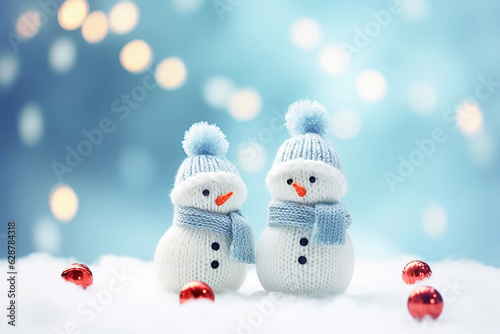  Snowman in winter scenery with copy space © Olena Rudo