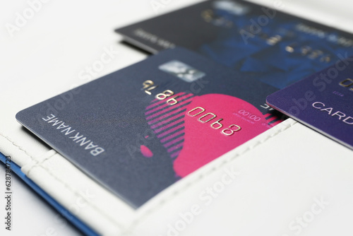 Wallet with credit cards on...