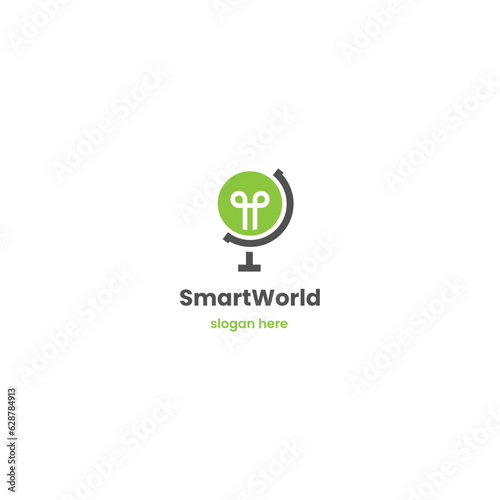 world smart logo, idea world logo design on isolated background