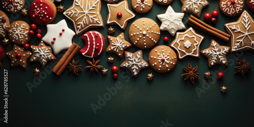 Christmas homemade gingerbread cookies background