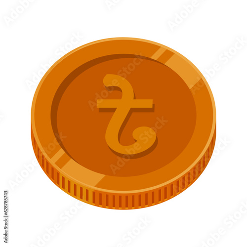 Taka Coin Bronze Bangladesh Money Copper BDT Vector