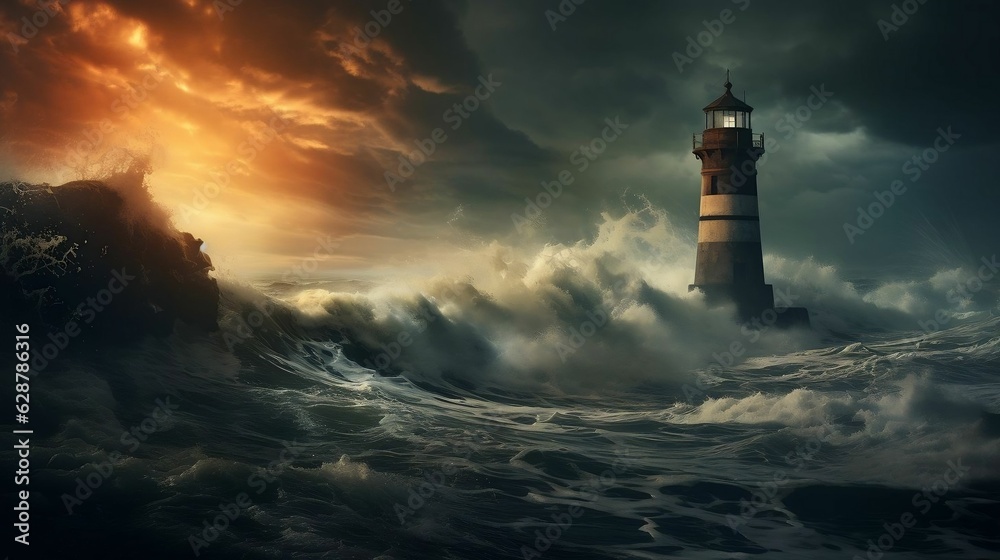Evocative illustration showcases a lone lighthouse standing tall