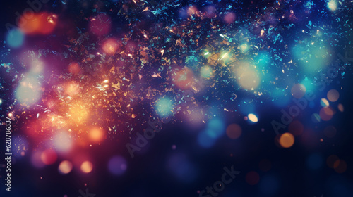 Abstract colorful glittering effect defocused design on dark background, shiny elegance fantasy bright color contrast with black concept © AlexCaelus