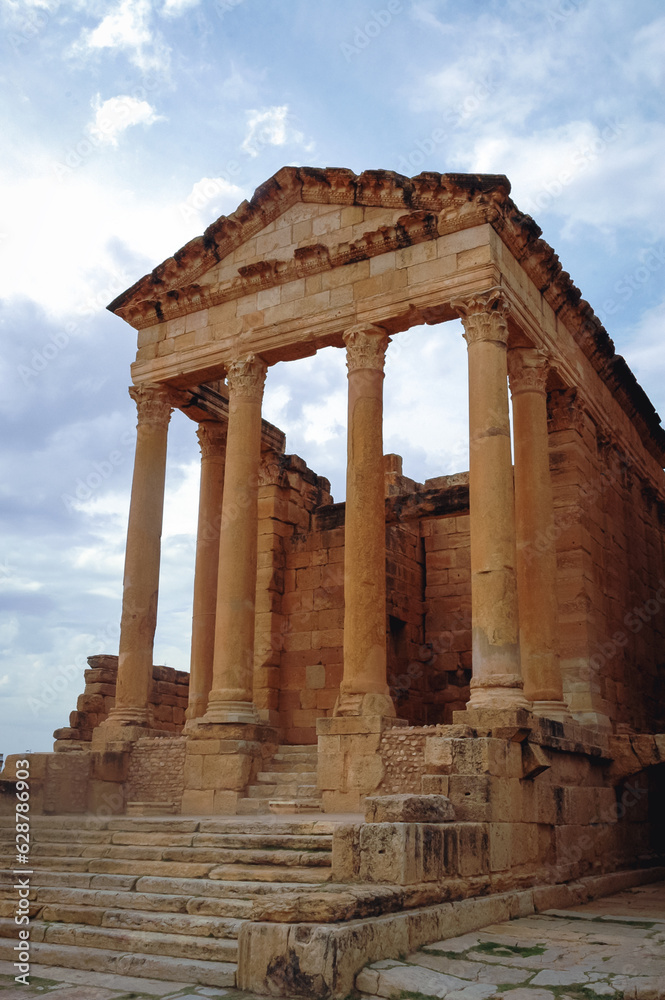 Minerva Temple of Capitoline Temples of Sufetula in Roman ancient city Sufetula in Sbeitla city in north-central Tunisia
