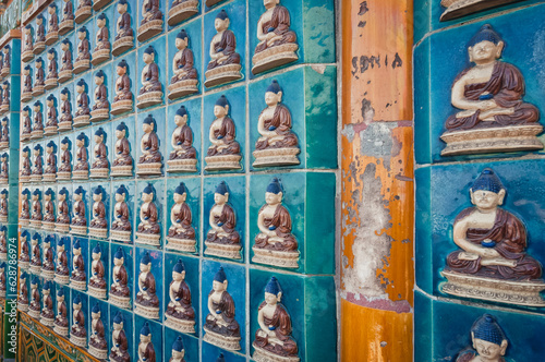 Tiles of ShanYin - Benevolent Voice Pavilion in Yong'an Temple of Eternal Peace in Beihai Park, Beijing, China photo