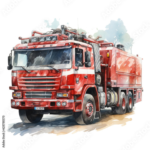 Illustration of a Firetruck Ready for Action