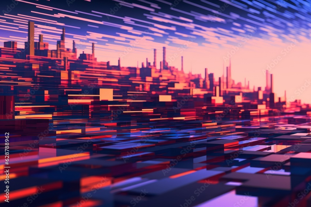 Glitched 3D Abstract Background
