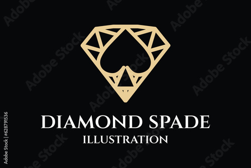 Simple Geometric Golden Diamond Spade Icon Symbol Illustration Vector