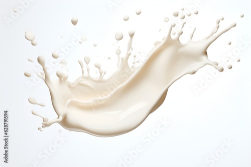 Milk or white cream splash 3d  illustration isolated on white background created  with Generative AI technology
