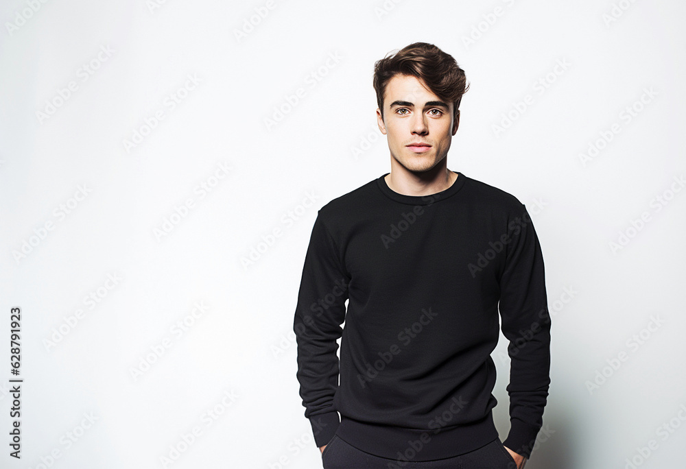 Man in black sweater, youth apparel shoot Man in black sweater, youth apparel shoot