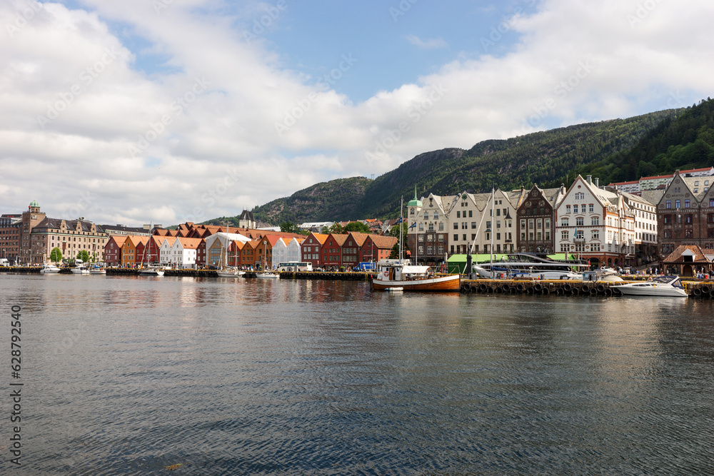 Beautiful architecture and colorful houses in the city of Bergen. Norway