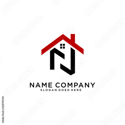N logo design is intended for construction, building, real estate, home, and property. An awesome trendy and minimal N home logo design template with White and Black colors.