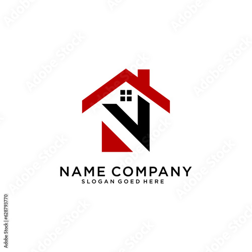 N logo design is intended for construction, building, real estate, home, and property. An awesome trendy and minimal N home logo design template with White and Black colors.