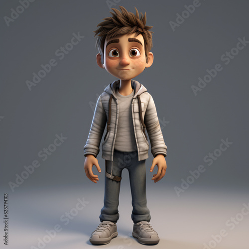 A 3D-style portrait  of a young boy with a smile