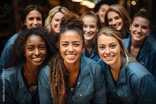 Generative AI - Celebrating Diversity in Handwerksberufen: Optimistic and Happy Craftswomen Standing in Unity, Empowering a Talented and Inclusive Workforce