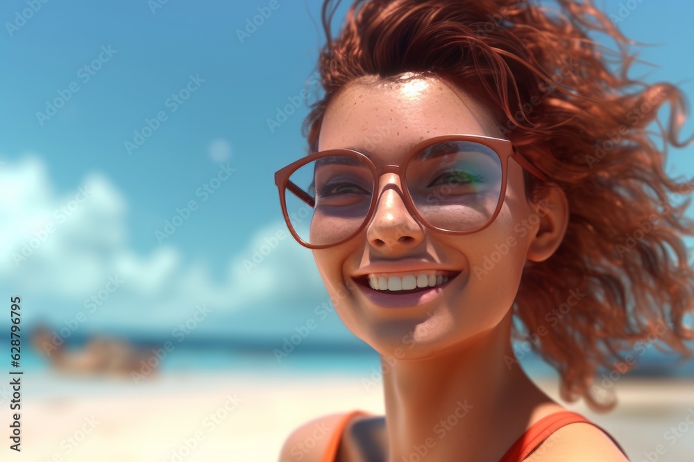 Hyper Realistic 3D Render of an Attractive Female on a Summer Beach Hyper Realistic 3D Render of an Attractive Female on a Summer Beach