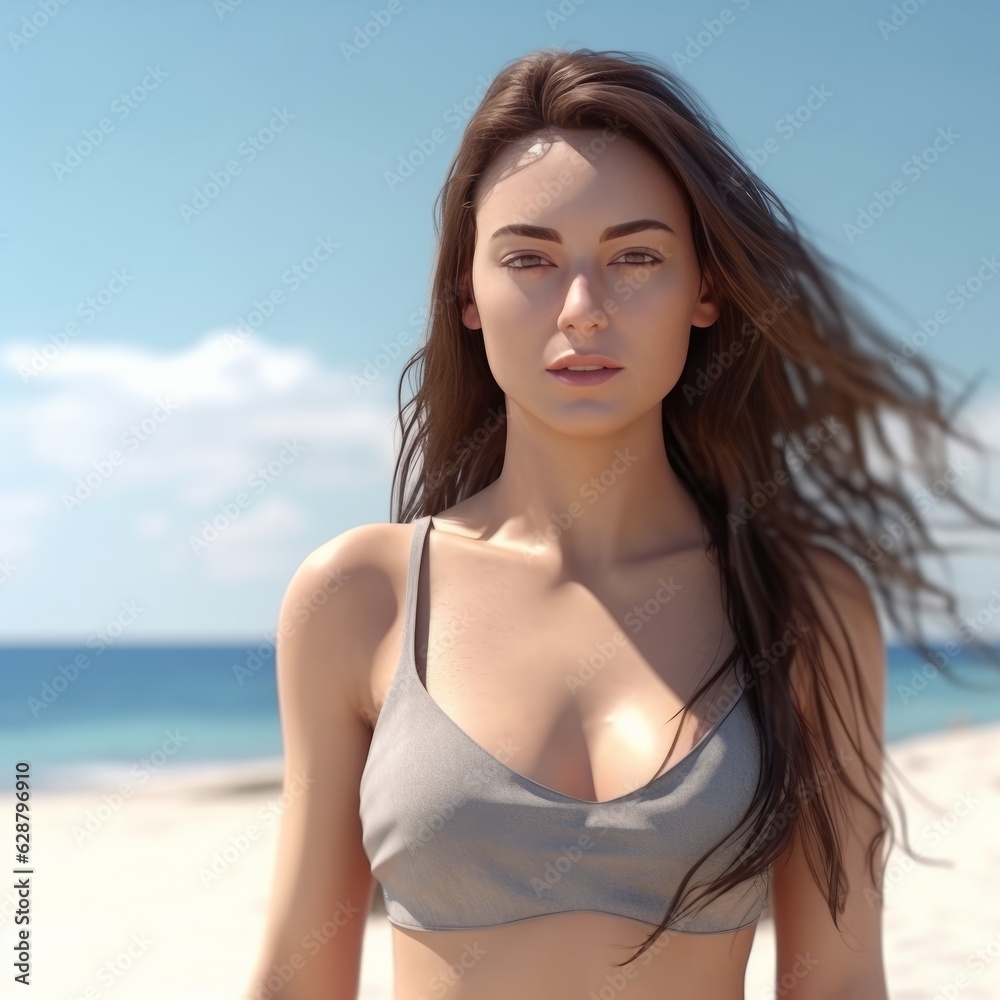 Hyper Realistic 3D Render of an Attractive Female on a Summer Beach Hyper Realistic 3D Render of an Attractive Female on a Summer Beach