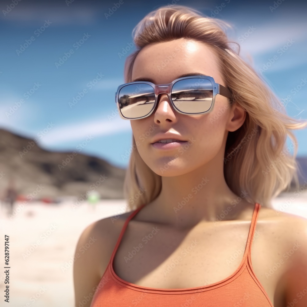 Hyper Realistic 3D Render of an Attractive Female on a Summer Beach Hyper Realistic 3D Render of an Attractive Female on a Summer Beach
