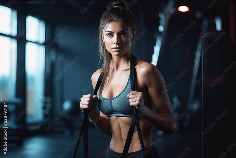 Fitness woman working out with intense training movement.