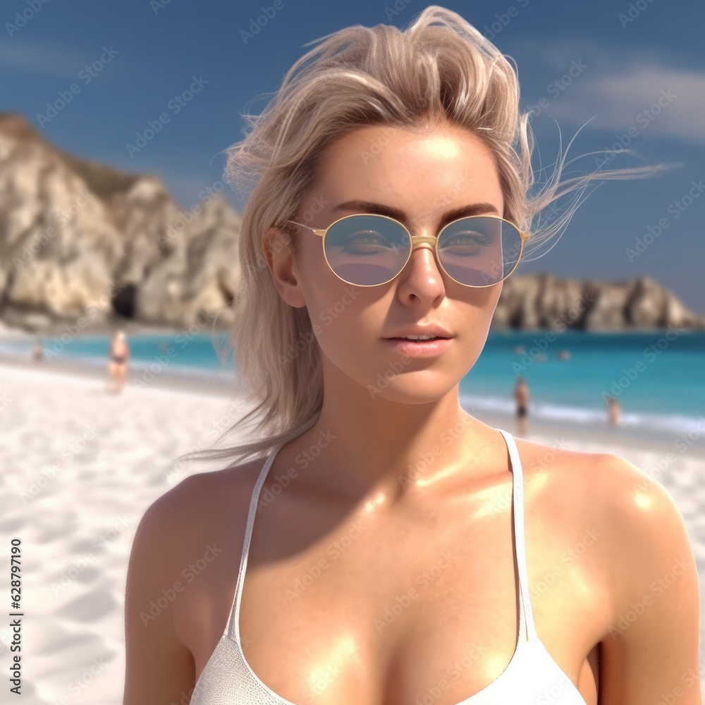 Hyper Realistic 3D Render of an Attractive Female on a Summer Beach Hyper Realistic 3D Render of an Attractive Female on a Summer Beach