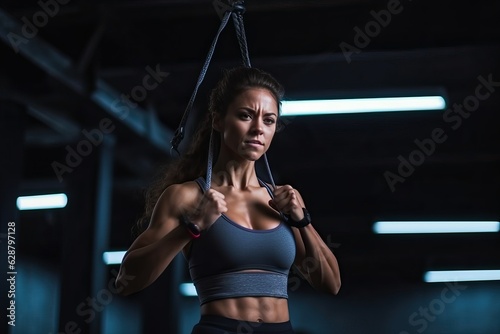 Fit woman working out with intense training movement.