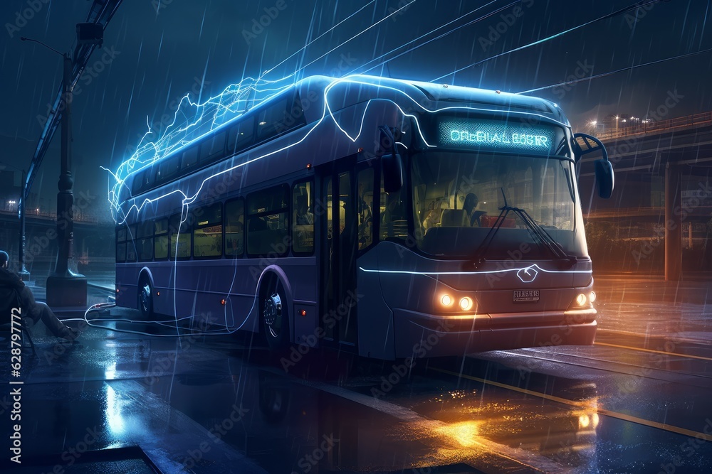 Electric bus. Generate Ai Stock Illustration | Adobe Stock