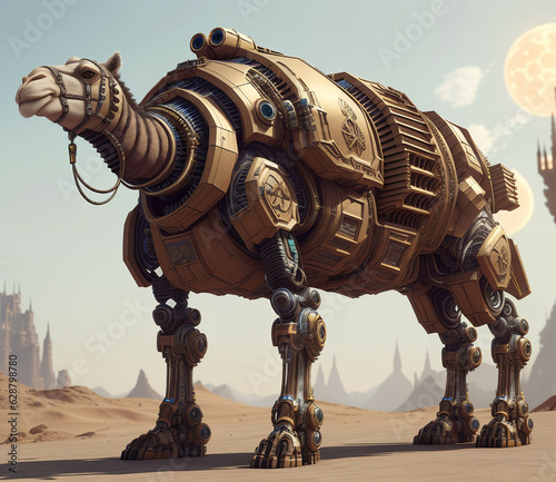Camel cyborg. Digital illus...