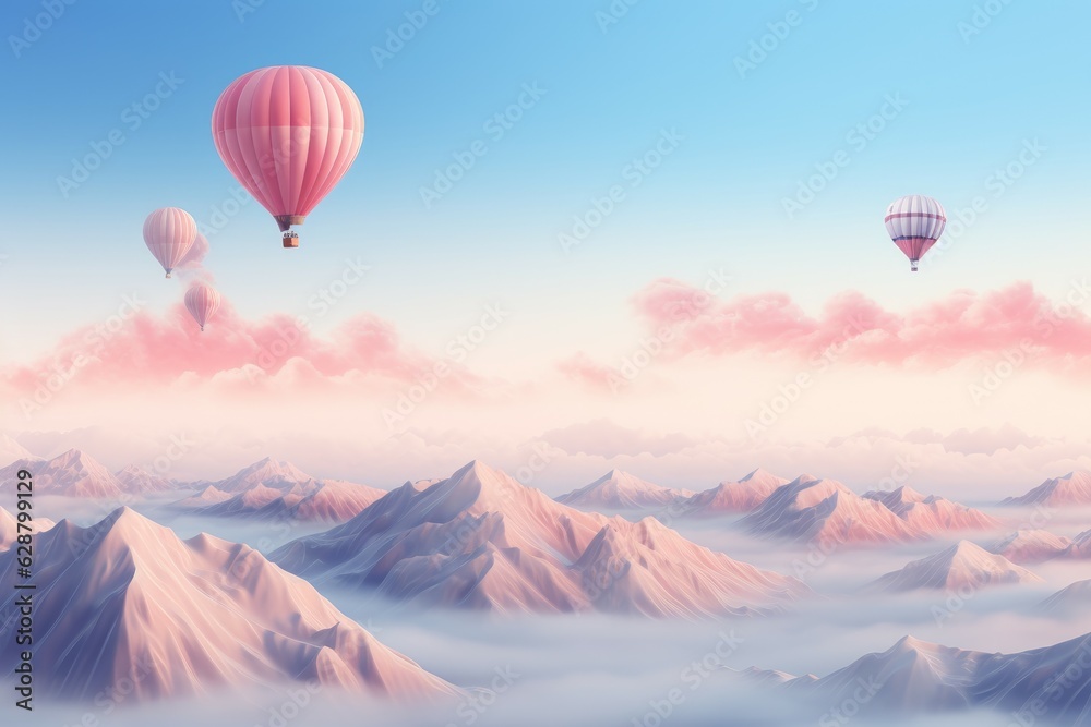 Sky mountains balloons natural. Generate Ai Sky mountains balloons natural. Generate Ai