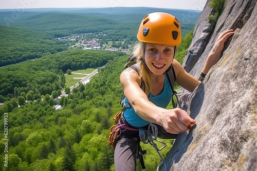 Female rock climber, Hiker in the mountain