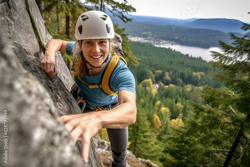 Female rock climber, Hiker in the mountain