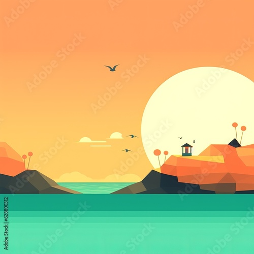 Minimalist Abstract Summer Theme Landscape Background