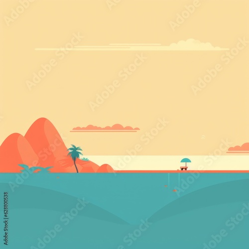 Minimalist Abstract Summer Theme Landscape Background