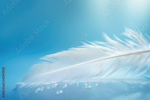 White light airy soft bird feather with transparent fresh. Generative ai