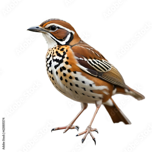 Wood Thrush, Common forest bird, Songbird, isolated, transparent background, no background. PNG.