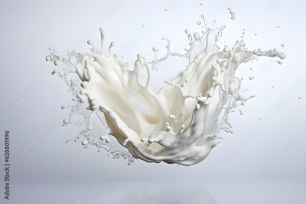 3d illustration of milk or white cream splash isolated on white background created with Generative AI technology 3d illustration of milk or white cream splash isolated on white background created with Generative AI technology