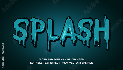 Canvastavla Splash editable text effect template, 3d bold cartoon glossy font style typeface