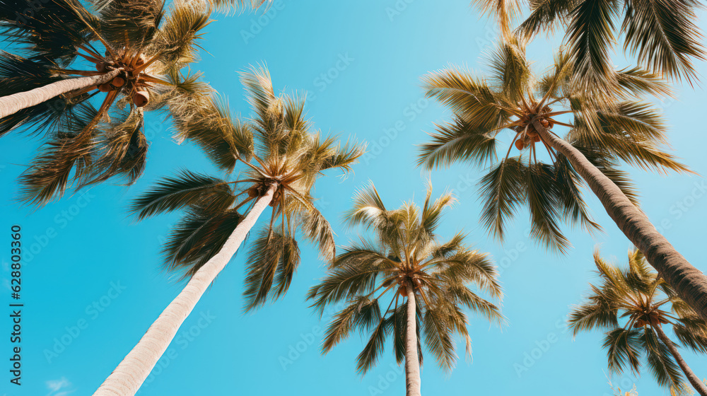 Palm trees against a blue sky Palm trees against a blue sky